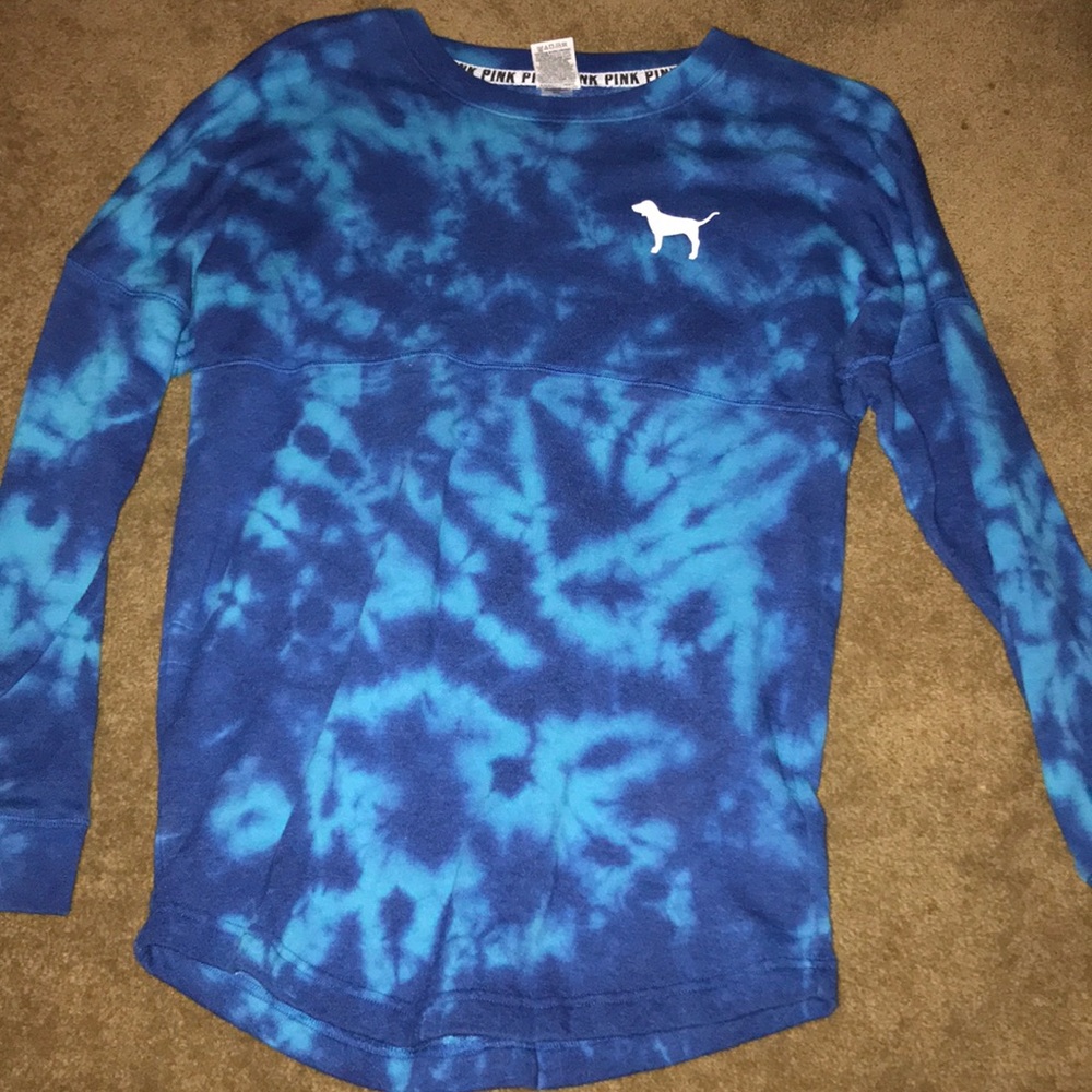 Blue Tie Dyed PINK long sweater